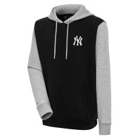 Adult Men's New York Yankees Antigua Victory Pullover baseball Hoodie - Black/Heather Gray
