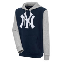 Adult Men's New York Yankees Antigua Victory Pullover baseball Hoodie - Navy/Heather Gray