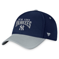 Adult Men's New York Yankees Stacked Logo Flex Hat - Navy/Gray