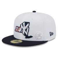 Adult Men's New York Yankees New Era State 59FIFTY Fitted Hat - White/Navy