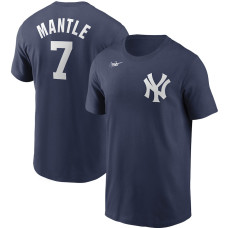 Adult Men's Mickey Mantle New York Yankees Cooperstown Collection Name & Number baseball T-shirt - Navy Adult Men's Mickey Mantle New York Yankees Cooperstown Collection Name & Number baseball T-shirt - Navy