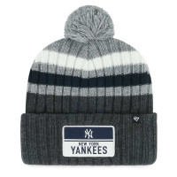 Adult Men's New York Yankees '47 Stack Cuffed Knit Hat with Pom - Gray Adult Men's New York Yankees '47 Stack Cuffed Knit Hat with Pom - Gray