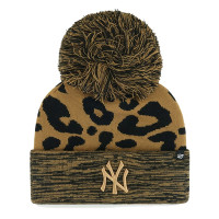Women's New York Yankees '47 Leopard Rosette Cuffed Knit Hat with Pom
