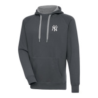 Adult Men's New York Yankees Antigua Metallic Victory Pullover baseball Hoodie - Charcoal
