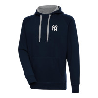 Adult Men's New York Yankees Antigua Metallic Victory Pullover baseball Hoodie - Navy