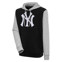 Adult Men's New York Yankees Antigua Victory CB Chenille Pullover baseball Hoodie - Black