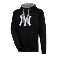 Adult Men's New York Yankees Antigua Victory Chenille Pullover baseball Hoodie - Black