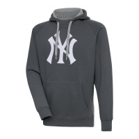 Adult Men's New York Yankees Antigua Victory Chenille Pullover baseball Hoodie - Charcoal