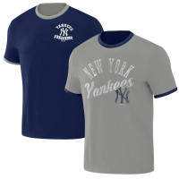 Adult Men's New York Yankees Darius Rucker Collection By usTwo-Way Ringer Reversible baseball T-shirt - Navy/Gray