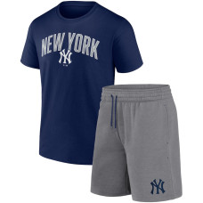 Adult Men's New York Yankees Arch baseball T-shirt & Shorts Combo Set - Navy/Heather Gray Adult Men's New York Yankees Arch baseball T-shirt & Shorts Combo Set - Navy/Heather Gray