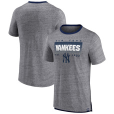 Adult Men's New York Yankees Iconic Team Element Speckled Ringer baseball T-shirt - Heathered Gray