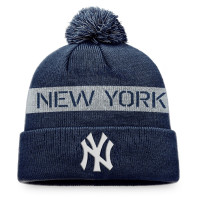Adult Men's New York Yankees League Logo Cuffed Knit Hat with Pom - Navy/Gray