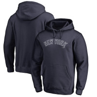 Adult Men's New York Yankees Official Wordmark Fitted Pullover baseball Hoodie - Navy