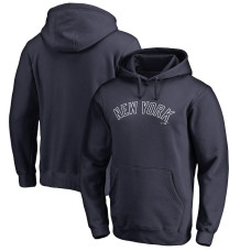Adult Men's New York Yankees Official Wordmark Fitted Pullover baseball Hoodie - Navy