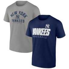 Adult Men's New York Yankees Player Pack baseball T-shirt Combo Set - Navy/Gray