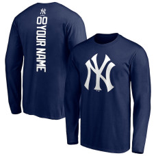 Customize Men's New York Yankees Playmaker Name & Number Long Sleeve baseball T-shirt - Navy