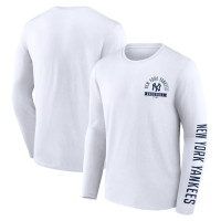 Adult Men's New York Yankees Pressbox Long Sleeve baseball T-shirt - White