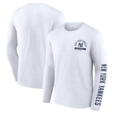 Adult Men's New York Yankees Pressbox Long Sleeve baseball T-shirt - White