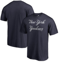 Adult Men's New York Yankees Script Wordmark baseball T-shirt - Navy