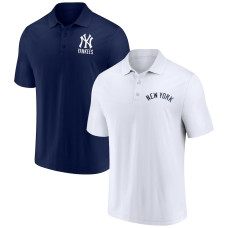 Adult Men's New York Yankees Two-Pack Logo Lockup Polo Set - Navy/White