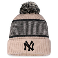 Women's New York Yankees Cuffed Knit Hat with Pom - Natural/Black