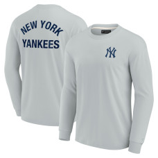 Adult Men's New York Yankees Signature Super Soft Long Sleeve baseball T-shirt - Gray