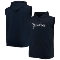 Adult Men's New York Yankees Jersey Muscle Sleeveless Pullover baseball Hoodie - Navy