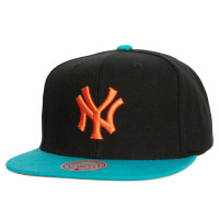 Adult Men's New York Yankees Mitchell & Ness Citrus Cooler Snapback Hat - Black/Teal