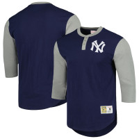 Adult Men's New York Yankees Mitchell & Ness Cooperstown Collection Legendary Slub Henley 3/4-Sleeve baseball T-shirt - Navy Adult Men's New York Yankees Mitchell & Ness Cooperstown Collection Legendary Slub Henley 3/4-Sleeve baseball T-shirt - Navy