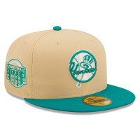Adult Men's New York Yankees New Era Mango Forest 59FIFTY fitted hat - Natural/Teal