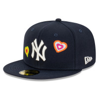 Adult Men's New York Yankees New Era Chain Stitch Heart 59FIFTY Fitted Hat - Navy