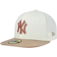 Adult Men's New York Yankees New Era Chrome Camel Rust Undervisor 59FIFTY Fitted Hat - Cream
