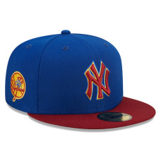 Adult Men's New York Yankees New Era Logo Primary Jewel Gold Undervisor 59FIFTY Fitted Hat - Royal/Red