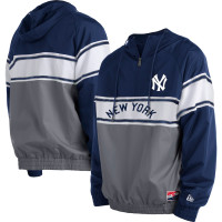Adult Men's New York Yankees New Era Ripstop Raglan Quarter-Zip baseball Hoodie - Navy