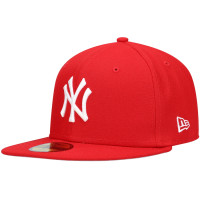 Adult Men's New York Yankees New Era White Logo 59FIFTY Fitted Hat - Red 