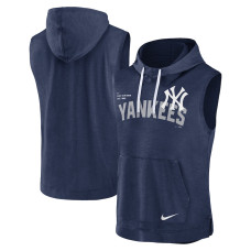Adult Men's New York Yankees Athletic Sleeveless Hooded baseball T-shirt - Navy Adult Men's New York Yankees Athletic Sleeveless Hooded baseball T-shirt - Navy