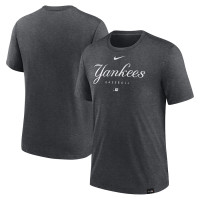 Adult Men's New York Yankees Nike Authentic Collection Early Work Tri-Blend Performance baseball T-shirt - Heather Charcoal Adult Men's New York Yankees Nike Authentic Collection Early Work Tri-Blend Performance baseball T-shirt - Heather Charcoal
