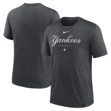 Adult Men's New York Yankees Authentic Collection Early Work Tri-Blend Performance baseball T-shirt - Heather Charcoal Adult Men's New York Yankees Authentic Collection Early Work Tri-Blend Performance baseball T-shirt - Heather Charcoal