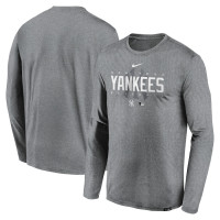 Adult Men's New York Yankees Authentic Collection Team Logo Legend Performance Long Sleeve baseball T-shirt - Heather Gray