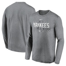 Adult Men's New York Yankees Authentic Collection Team Logo Legend Performance Long Sleeve baseball T-shirt - Heather Gray Adult Men's New York Yankees Authentic Collection Team Logo Legend Performance Long Sleeve baseball T-shirt - Heather Gray