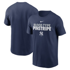 Adult Men's New York Yankees Blood Type Pinstripe Local Team baseball T-shirt - Navy