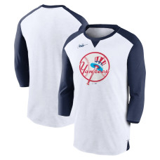 Adult Men's New York Yankees Rewind 3/4-Sleeve baseball T-shirt - White/Navy