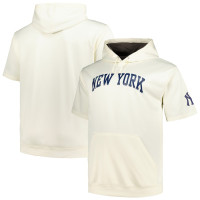 Adult Men's New York Yankees Profile Big & Tall Contrast Short Sleeve Pullover baseball Hoodie - Oatmeal