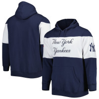 Adult Men's New York Yankees Stitches Stripe Pullover baseball Hoodie - Navy/White