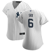 Women's Steve Sax #6 New York Yankees Home Retired Player Jersey - White Replica