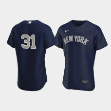 Mens New York Yankees Aaron Hicks Authentic Alternate Navy Jersey
