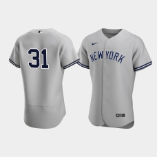 Mens New York Yankees Aaron Hicks Authentic Road Gray Jersey