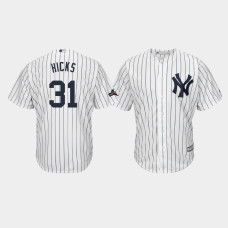 New York Yankees Mens #31 Aaron Hicks 2019 Postseason White Official Cool Base Jersey