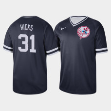 Mens New York Yankees Aaron Hicks #31 Navy Cooperstown Collection V-Neck Legend Jersey