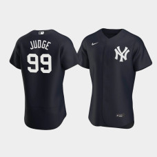 Mens New York Yankees #99 Aaron Judge Navy Authentic Team Logo 2020 Alternate Jersey